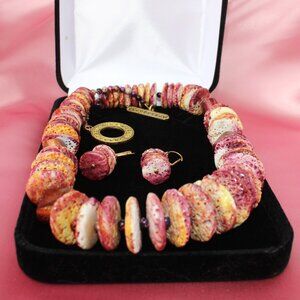 Handmade Purple Spiny Oyster Necklace With Matching Earrings